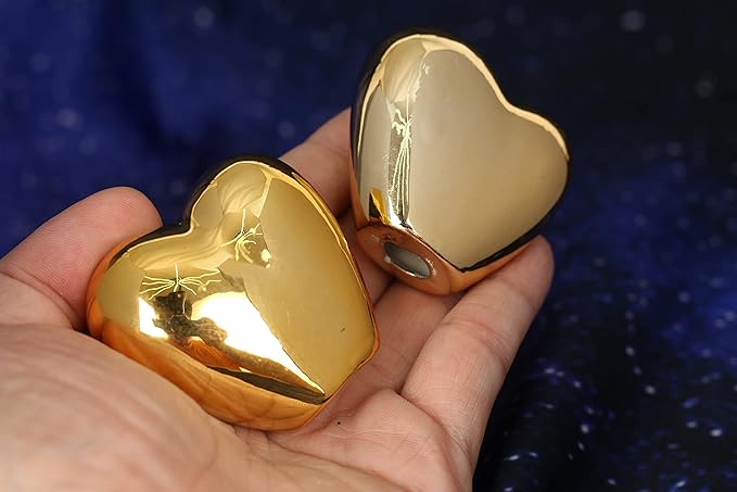 2pcs Gold Small Animal Statue Heart Statue Decor Modern Style Ceramic Gold Heart Animal Figurines Statues for Home Decor Accents Living Room Office Table Bookshelf Desk Bedroom Decorative Objects