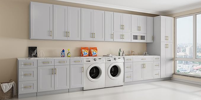 LOVMOR Kitchen Sink Base Cabinet, Unassembled Cabinet, Single Sink Storage Unit, Large Capacity, 24" D*36" W*34-1/2"H (Light Gray)