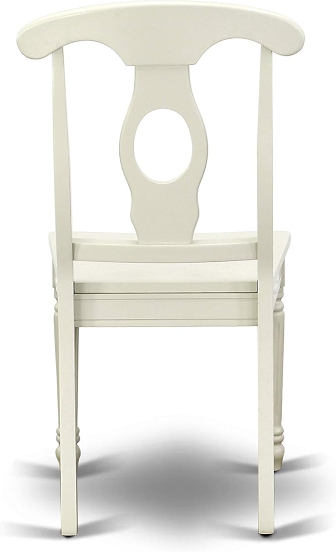 East West Furniture HLKE5-LWH-W 5 Piece Dining Room Table Set Includes a Round Kitchen Table with Pedestal and 4 Dining Chairs, 42x42 Inch, Linen White