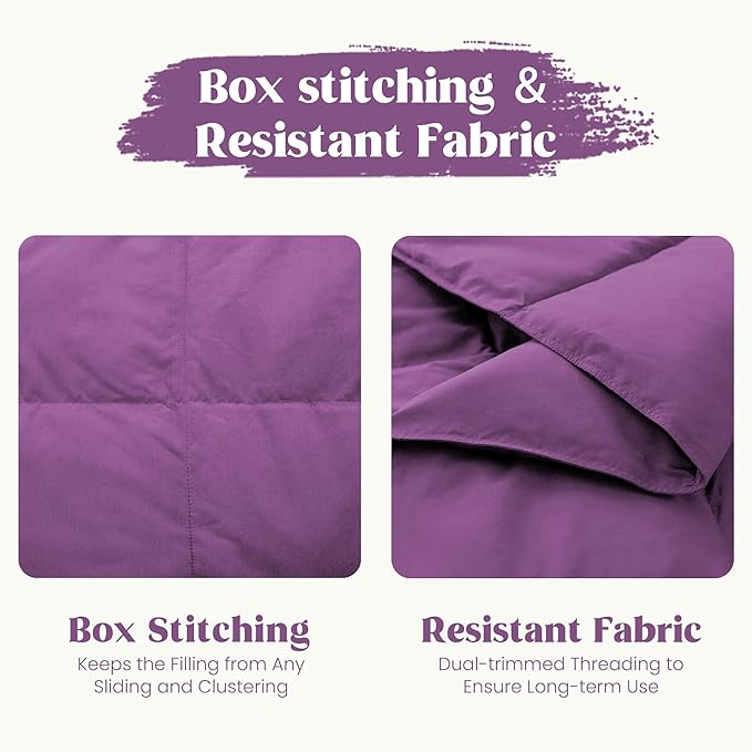 puredown® Soft Feather Down Throw Blanket Lightweight Packable Couch Throw for Indoor and Outdoor Use, Throw 50"X70", Purple