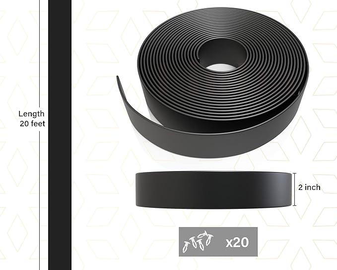 2" x20' ft Vinyl Straps for Patio Chairs Repair Outdoor Lawn Furniture Replacement Strap Strapping Matte Finish (Black) + 20 Rivets