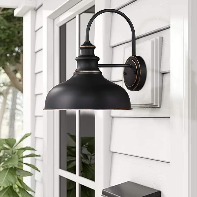 zeyu Farmhouse Barn Light Fixture, Wall Sconce 2 Pack in Black Finish, 02A390-2 ROB