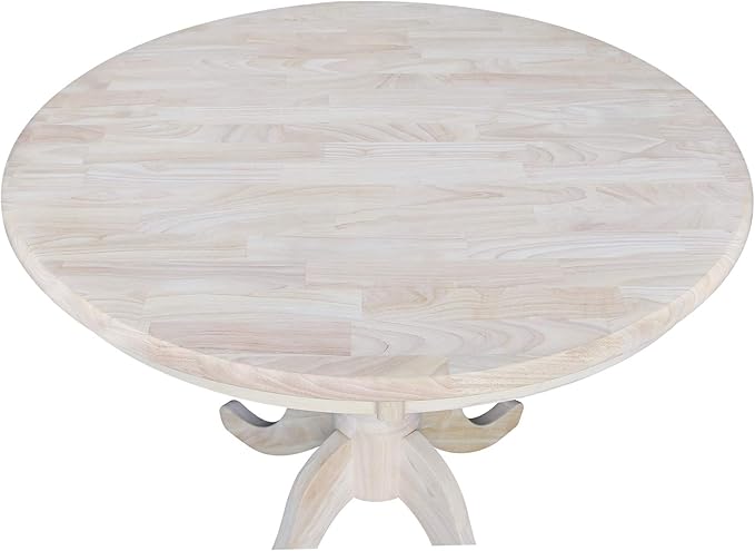 36" Round Top Pedestal Dining Table, 29.1" High, Unfinished