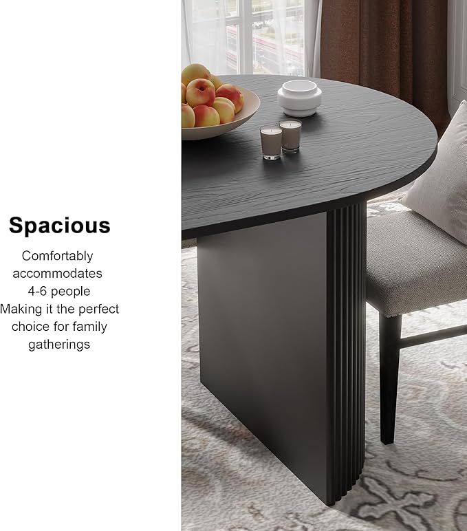 Casaphoria 67" Oval Dining Table, Modern Kitchen Table for 4-6, Farmhouse Style Large Table, Easy Assembly for Living Room, Kitchen and Bar, Black