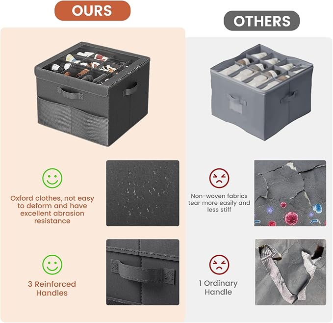 PHINOX Shoe Organizer for Closet, Fits 12-24 Pairs, Shoe Storage Bins with Clear Cover and Reinforced Handles, Foldable Shoe Storage Organizer, Space Saving Shoe Holder for Wardrobe, 2 Pack Black