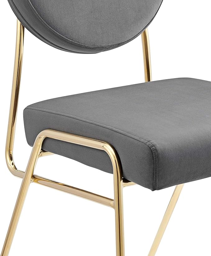 Modway Craft Performance Velvet Upholstered Side Gold Gray, Dining Chairs-Set of 2