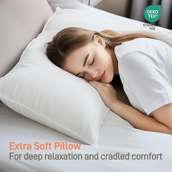 Hypoallergenic Bamboo Viscose Shell, Soft King Size Bed Pillow with Down Alternative Filling, Oeko-Tex Certified, Luxury Hotel Quality for Stomach, Back and Side Sleepers