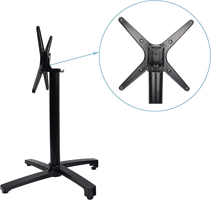 Restaurant X-Table Base (28") with Flip Top Mechanism - Aluminum, Folding Multi-Purpose, Nesting Storage, Dining Height (Black)