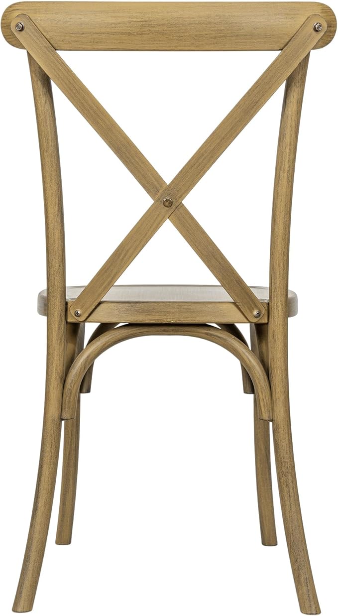 Flash Furniture Hercules Commercial Indoor/Outdoor Cross Back Chair, Wood Look, Weather-Resistant, Lightweight Design, Versatile Use, Chestnut