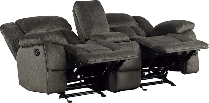 Lexicon Reclining Living Room Set, Manual Reclining Sofas, Couches for Living Room, Includes Reclining Sofa and Dual Glider Recliner Loveseat, 2-Piece Set, Chocolate