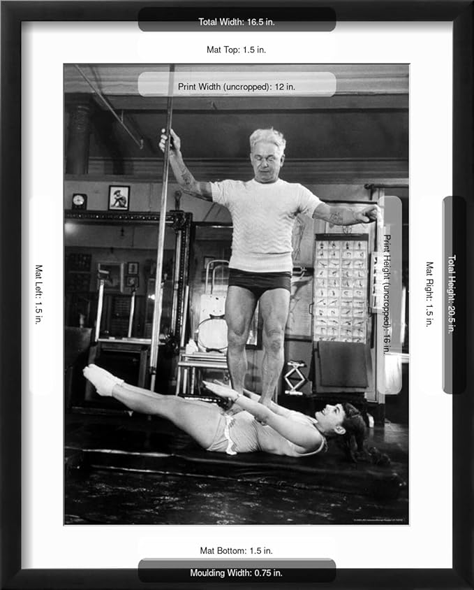 ART.COM Wall Premium Photographic Print Opera Singer Roberta Peters Balancing Her Trainer, Joseph Pilates, on Her Operatic Breadbasket on Black Frame by Michael Rougier, 17" x 21"