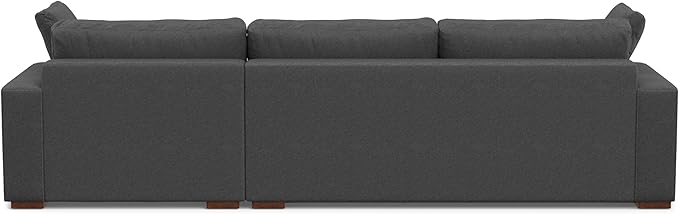 SIMPLIHOME Charlie Right-Facing Sectional Sofa in 100% Recycled Polyester Tightly Woven Performance Fabric, Pebble Grey, 122-inches Wide, Handcrafted Contemporary Style L-Shaped Couch with Chaise
