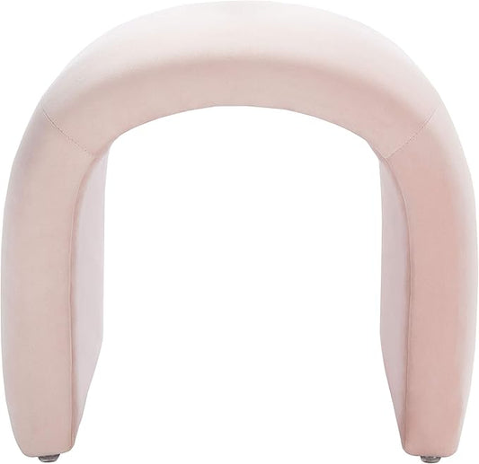 Safavieh Home Collection Kibo Modern Waterfall Light Pink Velvet Ottoman (Fully Assembled)
