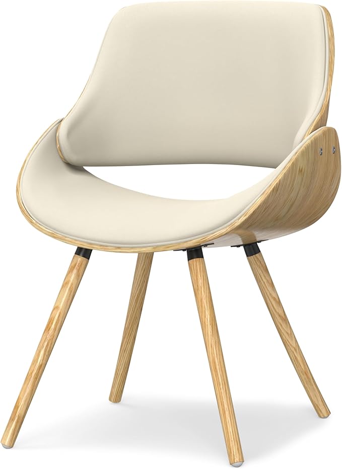 SIMPLIHOME Malden Dining Chair in Light Wood, Natural Linen Look Fabric, 22.8" W x 20.9" D x 30.9" H, Mid-Century Modern Style for Dining Room