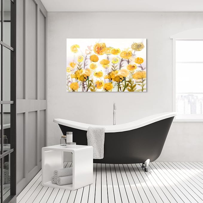 The Oliver Gal Artist Co. Floral and Botanical Wall Art Canvas Prints 'Bella Garden Poppy Yellow' Gardens, 45" x 30"