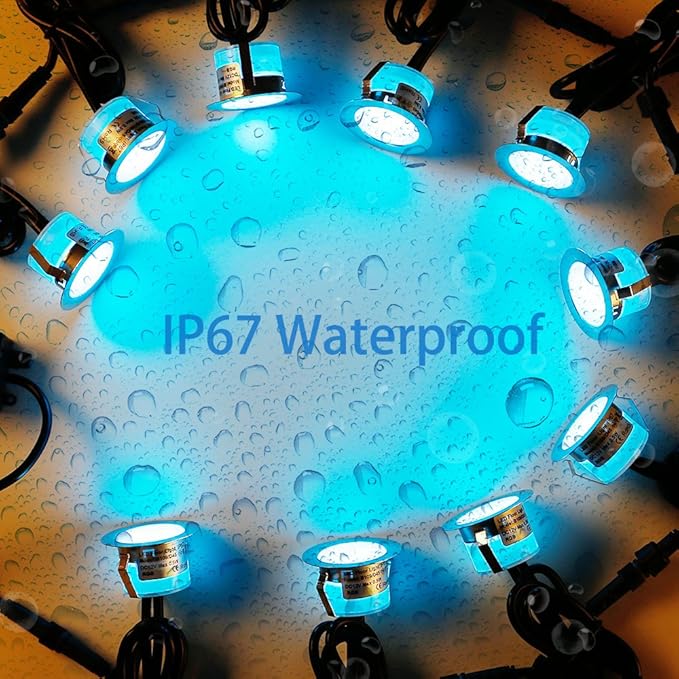 FVTLED Low Voltage Recessed RGBW Deck Light, 20pcs Φ1.22 RGB & Warm White Stainless Steel Waterproof Outdoor Step Lighting In-ground Landscape Pathway Patio Stair Decor Lamp, Black