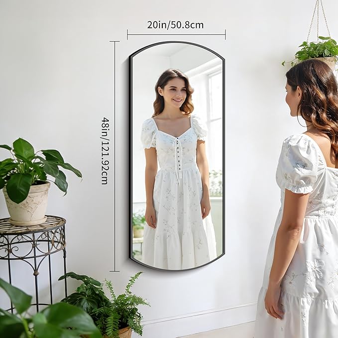 Bathroom Mirror, 20x48 Inch Black Oval Wall Mounted Mirror with Thin Metal Frame, Modern Bathroom Vanity Mirrors for Over Sink, Entryway, Living Room, Bedroom