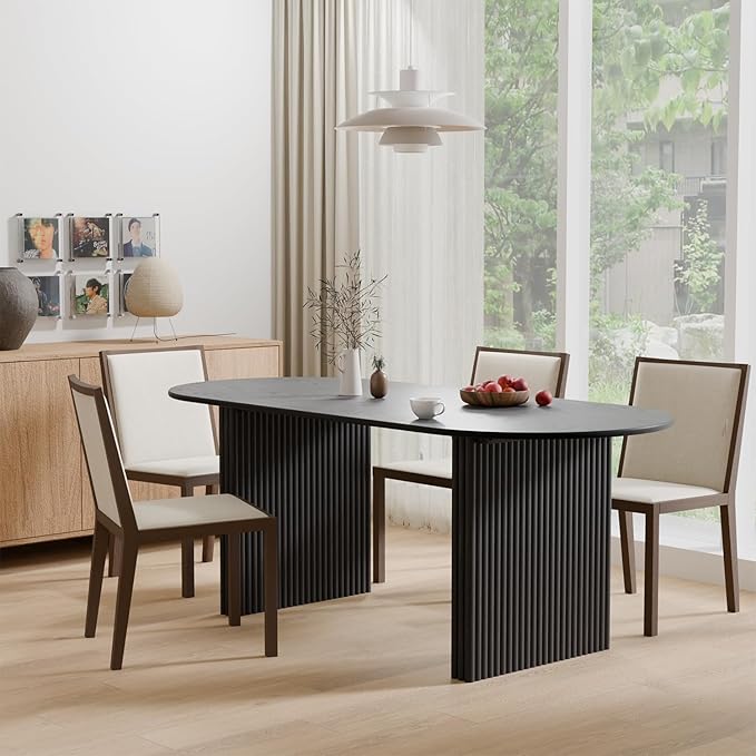 Casaphoria 67" Oval Dining Table, Modern Kitchen Table for 4-6, Farmhouse Style Large Table, Easy Assembly for Living Room, Kitchen and Bar, Black
