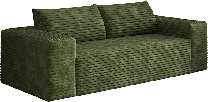 Eafurn Memory Foam Boneless Loveseat Sofa Couch, 3-Seater Upholstered Sofa with Corduroy Fabric and Wider Armrest, No Assembly Sofa for Living Room, Bedroom & Apartment | Sturdiness, Breathable material, Sofa in A Box