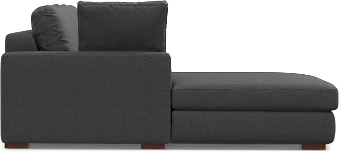 SIMPLIHOME Charlie Left-Facing Sectional Sofa in 100% Recycled Polyester Tightly Woven Performance Fabric, Pebble Grey, 122-inches Wide, Handcrafted Contemporary Style L-Shaped Couch with Chaise