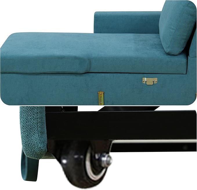 83 Inch Pull Out Couch, Convertible Sofa Bed for Living Room, Comfortable Sleeper Sofa with Pull Out Bed, Modern Sectional Couches with Storage Chaise, Easy Assembly for Apartment, Blue