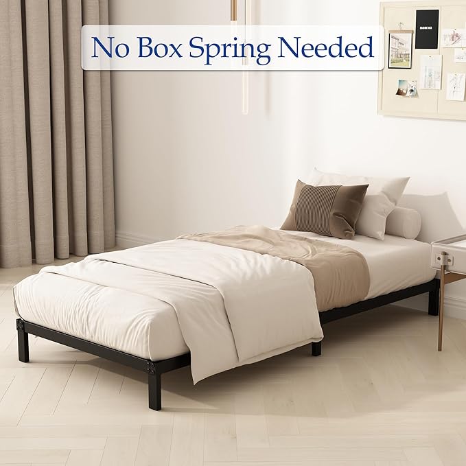 8 Inch Twin Bed Frames, Heavy Duty Metal Platform Bed Frame No Box Spring Needed, Noise Free, Easy Assembly, Black