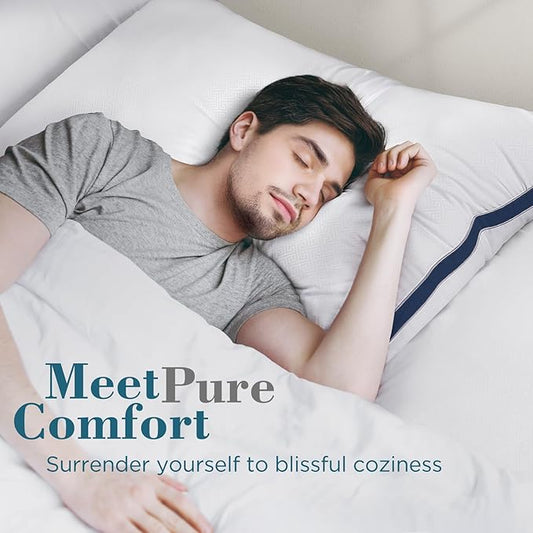 viewstar Bed Pillows King Sizes Set of 2, Hotel Quality Cooling Down Alternative Gusseted Pillows for Side, Back, or Stomach Sleepers, Navy