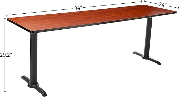Regency Cain 84 x 24 in. Steel T-Base Training Seminar Table- Cherry