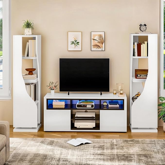 YITAHOME Bookcase Corner Bookshelf, Small 4-Tier Rotating Bookshelf, 360 Display Bookcase Spinning Tower Narrow Shelf Organizer Storage Showcase Cabinet for Living Room, Study Room, White