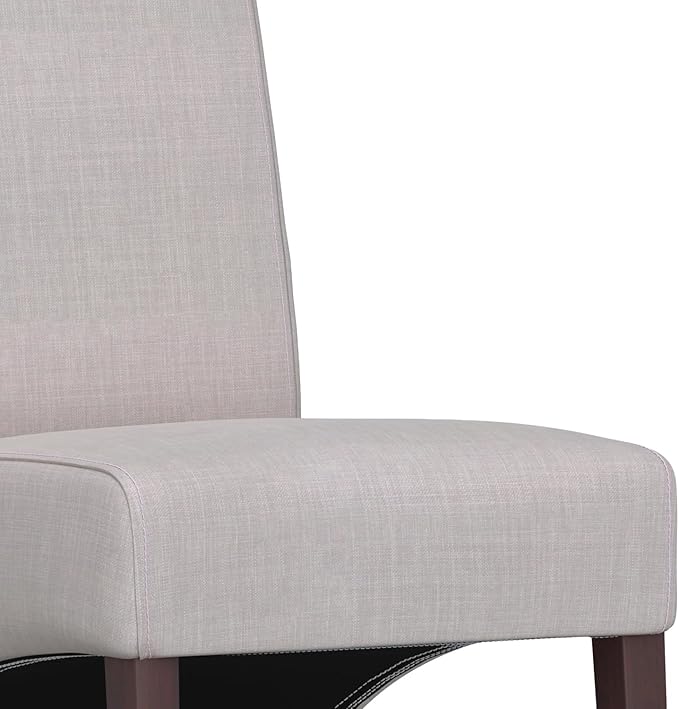 SIMPLIHOME Avalon Dining Chairs - Upholstered Solid Hardwood and Linen-Style Fabric Parsons Chair Set in Light Beige, Contemporary Dining Room Seating with Curved Back and Cushioned Seat (Set of 2)