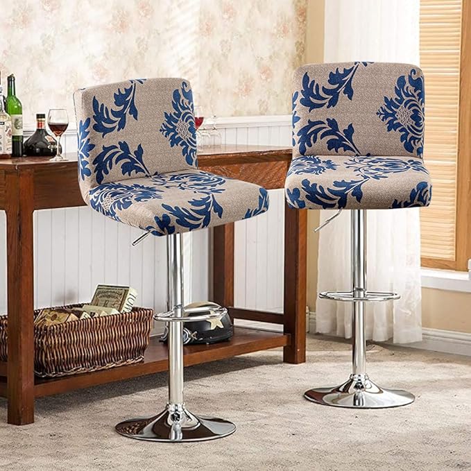 Levoberg Bar Stools Cover Set of 2 Printed Armless Swivel Barstools Slipcovers with Backs Stretch Square Counter Height Bar Stools Covers Mid Low Back Chair Cover for Kitchen Dining Room Bar #2