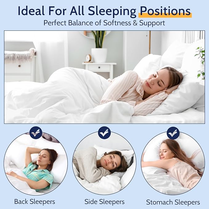 ROUMEA Pillows King Size Set of 2, Bed Pillows for Sleeping 2 Pack, Luxury Hotel Quality, Supportive King Pillows with Soft Down Alternative for Back Stomach Side Sleepers,Machine Washable