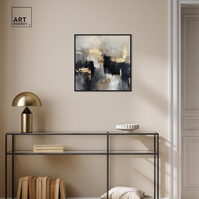 Art Remedy Daring Canvas Colorful Abstract Wall Art, Black Frame, 20" x 20"