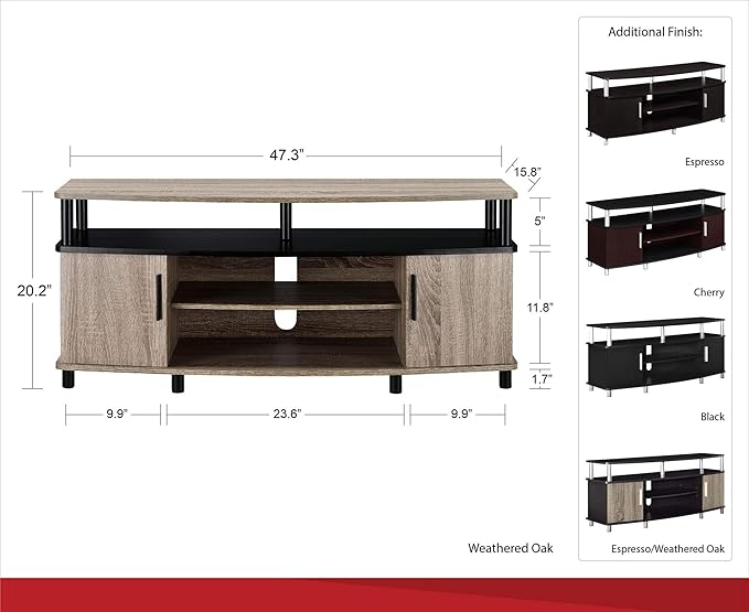 Ameriwood Home Carson TV Stand for TVs up to 50", Black (1195496PCOM)