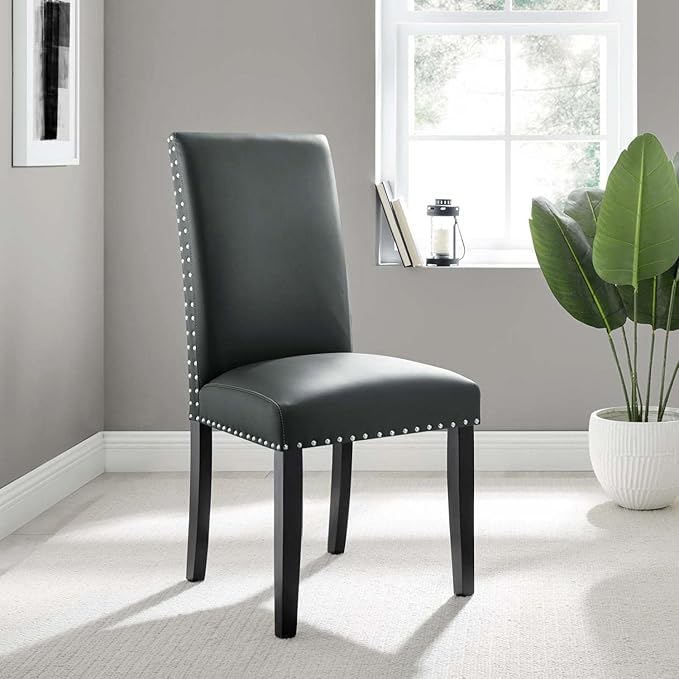 Parcel Dining Faux Leather Side Chair in Gray
