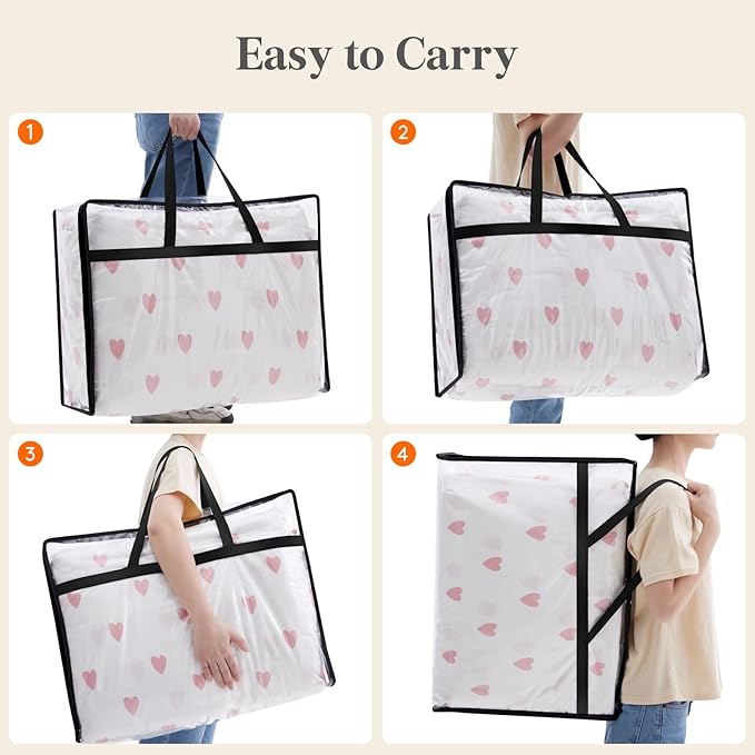 Lifewit 8 Pack Clear Clothes Storage Bags, 75L Large Plastic Blanket Storage, Vinyl Foldable Moving Bags with Zipper, Closet Organizers Containers for Comforter, Bedding, Duvet, Pillow