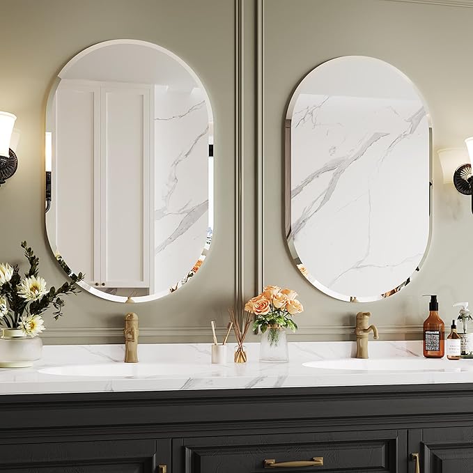 22x38 Frameless Mirror,Oval Mirror,Beveled Bathroom Mirrors for Bathroom,espejos para baños,Oval Mirrors for Wall