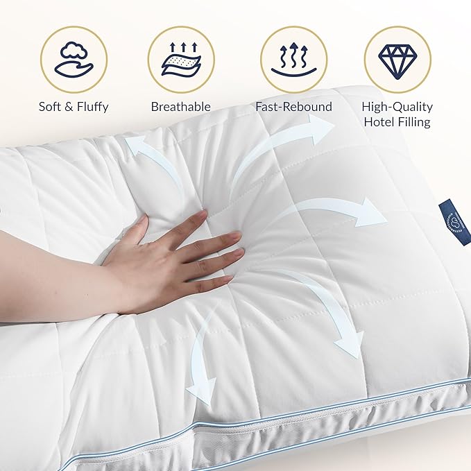 Adjustable Pillows Bed Pillow Queen Size Set of 2 - Luxury Hotel Collection Pillow for Sleeping, Customizable Firmness & Height Pillow for Back, Stomach or Side Sleepers, 2 Pack