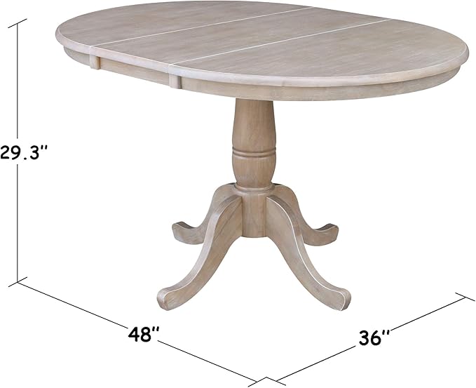 IC INTERNATIONAL CONCEPTS 36" Round Extension Dining Table with Two Chairs Washed Gray Taupe