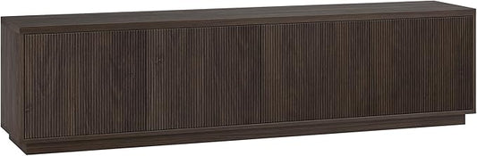 Henn&Hart Fluted TV Stand for TVs up to 85" with 2 Concealed Ribbed Storage Cabinets and Adjustable Shelves for Living Room, Family Room, or Office, Warm Brown