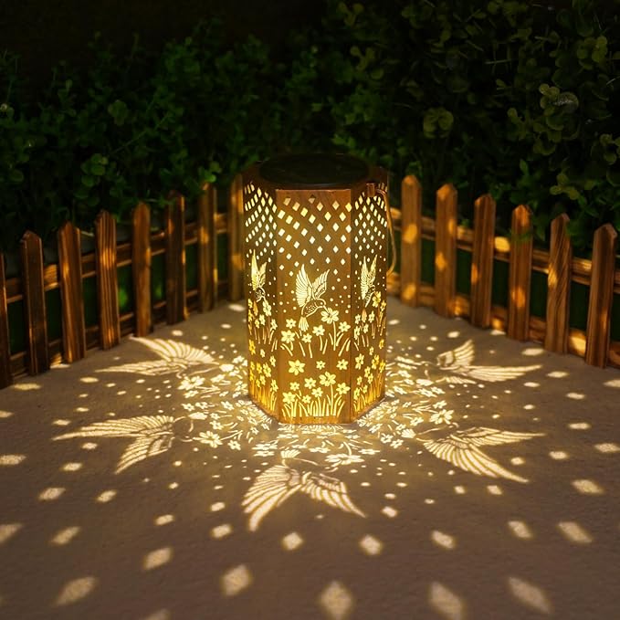 2 Packs Hummingbird Solar Lanterns Outdoor Waterproof Garden Decor - Birthday Gifts for Women, Men, Mom, Father, Garden Gifts, Solar Lights Outdoor Decor for Patio, Outside, Yard, Lawn, Pathway