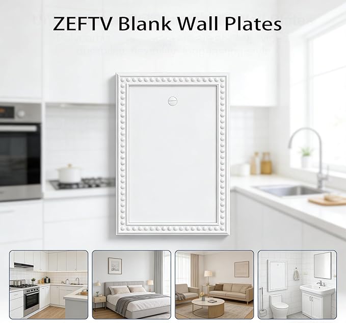20 Pack Mid-Size Blank Wall Plates 1-Gang blank Switch Outlet Electrical Cover Plate Unbreakable Thermoplastic Faceplate for Light Receptacle Outlet Switch, Classic Beaded Relief Design, White