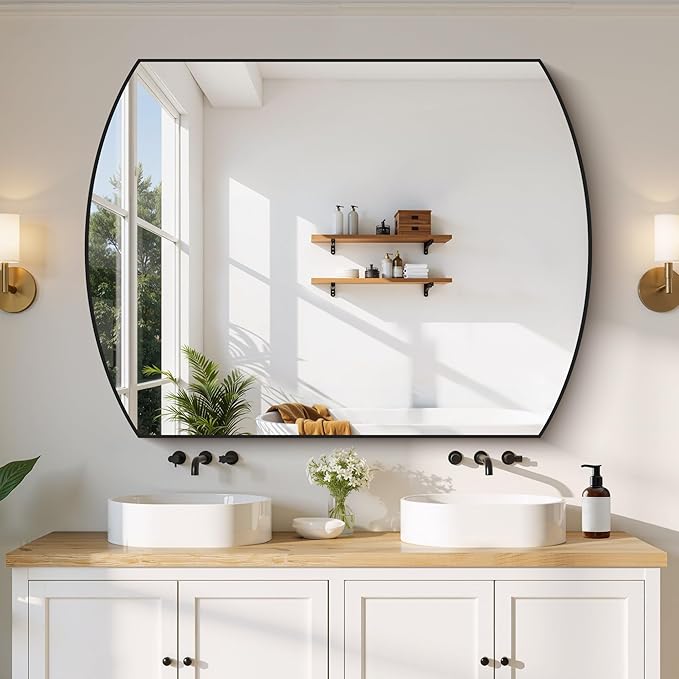 Bathroom Mirror, 36x48 Inch Black Oval Large Wall Mounted Mirror with Thin Metal Frame, Modern Bathroom Vanity Mirrors for Over Sink, Entryway, Living Room, Bedroom