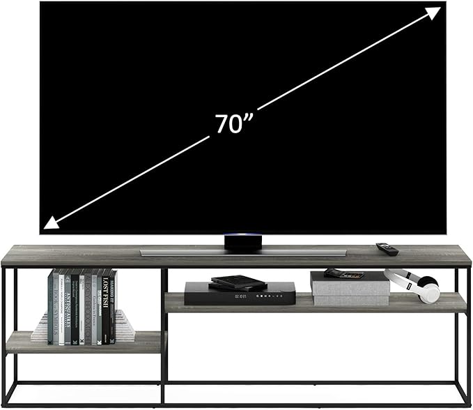 Furinno Moretti Modern Lifestyle TV Stand, Entertainment Center for TV up to 78 Inch, for Living Room, Bedroom, Grey Oak