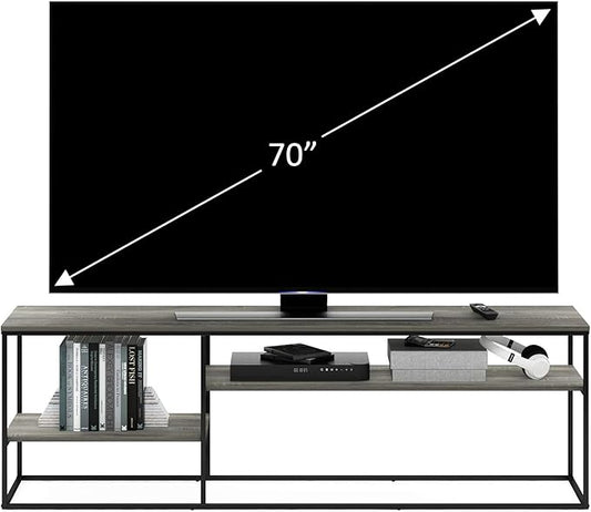 Furinno Moretti Modern Lifestyle TV Stand, Entertainment Center for TV up to 78 Inch, for Living Room, Bedroom, Grey Oak