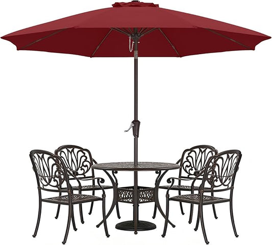 ABCCANOPY 10FT Patio Umbrella, Outdoor Waterproof Table Umbrella with Push Button Tilt and Crank, 8 Ribs UV Protection Pool Umbrella for Garden, Lawn, Deck & Backyard (Wine Red)