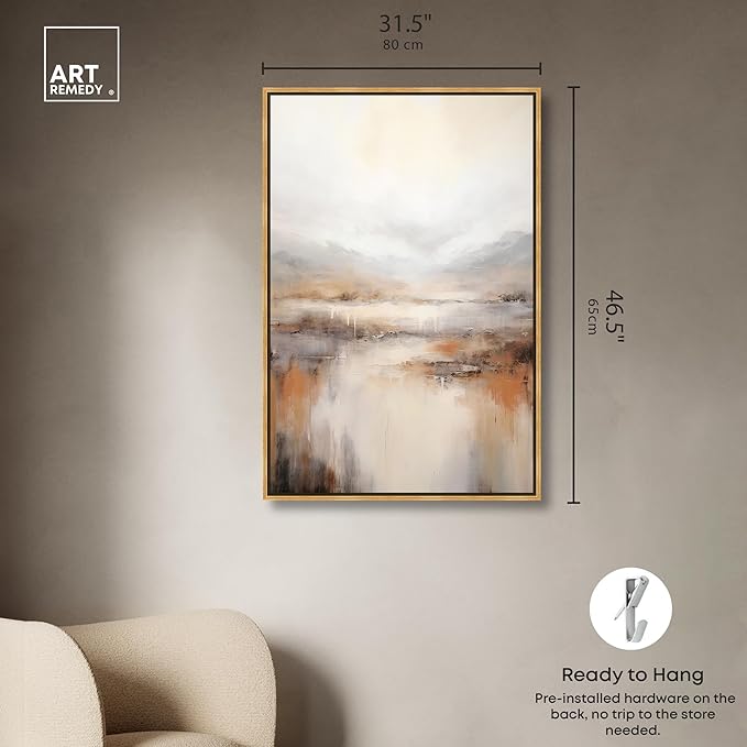 Art Remedy Natural Cascades Canvas Muted Abstract Wall Art, Gold Frame, 30" x 45"