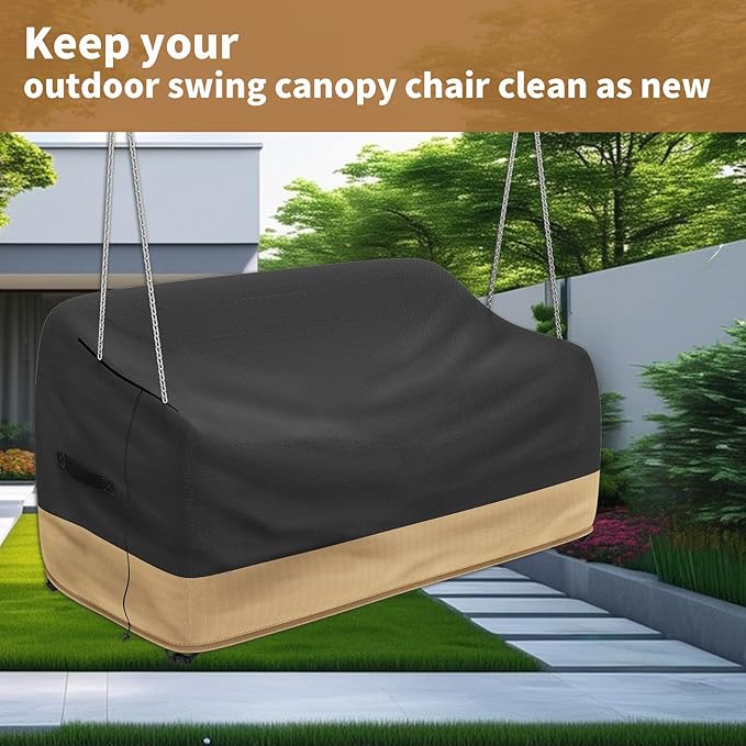 Hanging Porch Swing Cover Waterproof Outdoor Swing Chair Covers Tear Resistant Patio Swing Cover Replacement All Weather Proof Patio Furniture Covers (56 x 25 x 32 Inches)