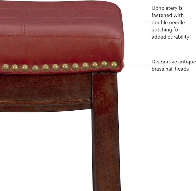 Linon Claridge Red Counter Stool, 26" x 18" x 12.75"
