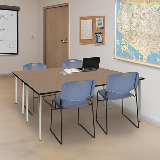 Regency Kahlo 72 x 24 in. Training Seminar Table- Noble Oak Top, Chrome Tapered Legs